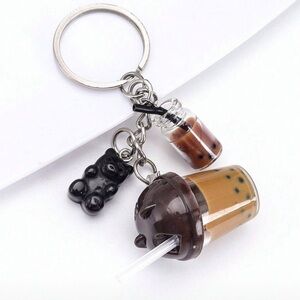 Cat Ear Boba Tea Teddy Bear Keychain